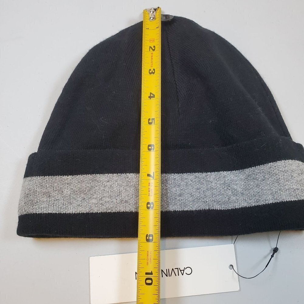 Calvin Klein Beanie Hat Knit Winter Spell Out Mens One Size NWT Black - Picture 7 of 10